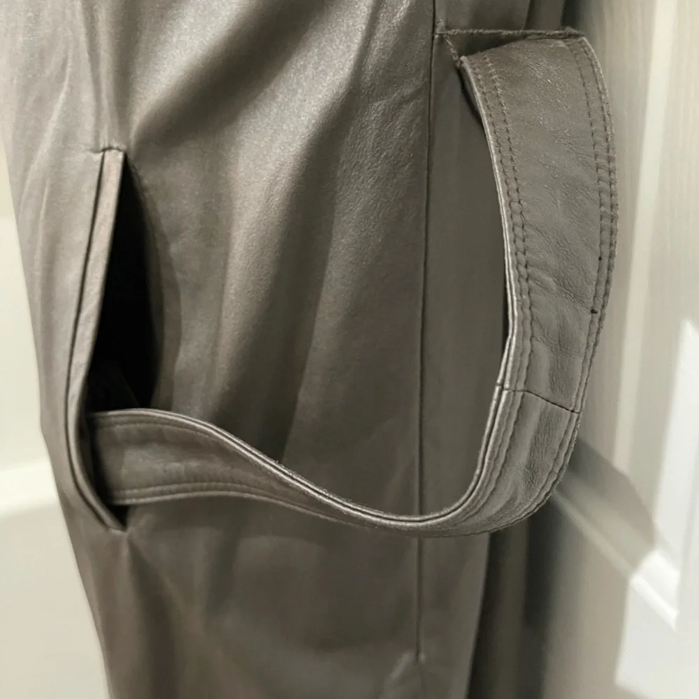 Genuine leather dress - Brown suede collar with belt NEW - Picture 5 of 8